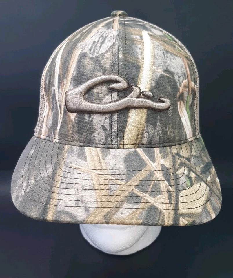 DRAKE WATERFOWL SYSTEMS CAMO MESH BACK BALL CAP HAT RAISED LOGO - Image 1 of 4