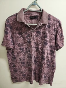 Boy's XL Duca Blanca Polo Style Shirt Purple Floral Print In Navy Blue Classic - Picture 1 of 9