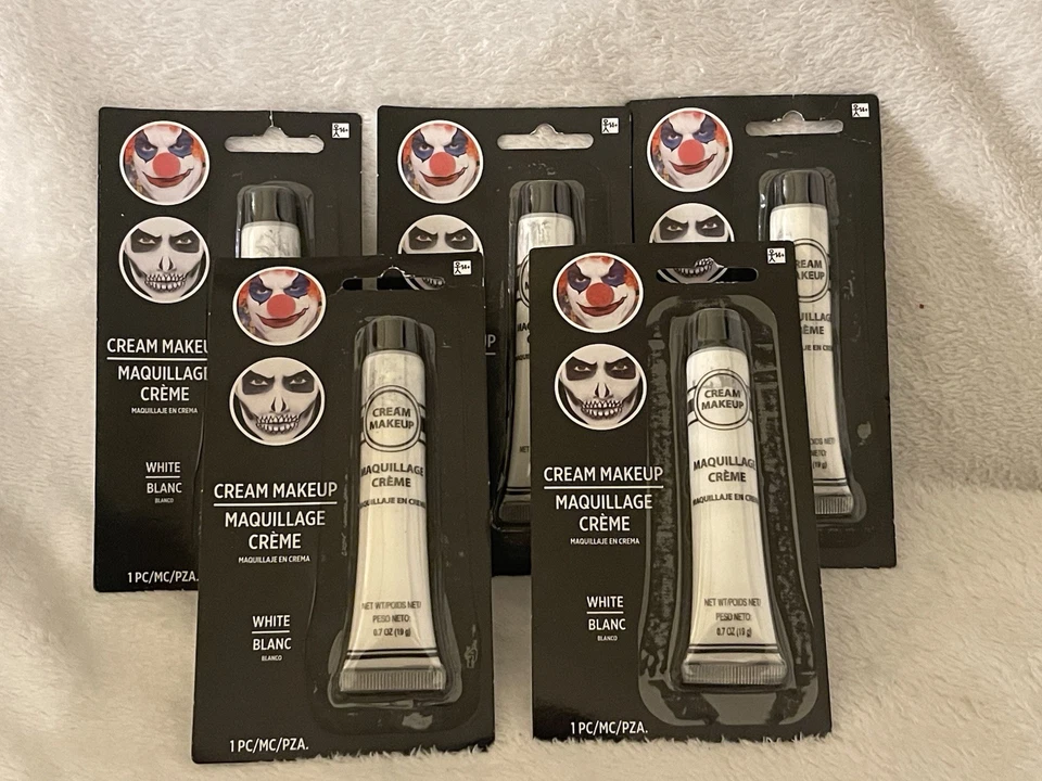 5 Tubos BLANCO Crema Maquillaje Pintura Facial, Halloween NUEVO 0.70 oz ea. Tubo Foto 1 de 2
