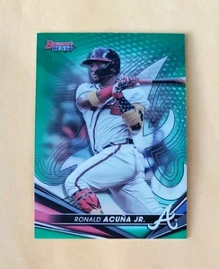 2022 Bowmans Best Green Refractor 13/99 Ronald Acuna Jr. #34 Jersey Number Match - Picture 1 of 4