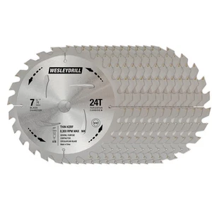 Juego de 12 paquetes de hojas de sierra circular, 7-1/4" x 24 dientes, acero al carbono, 5/8 pulgadas Ar... - Imagen 1 de 9