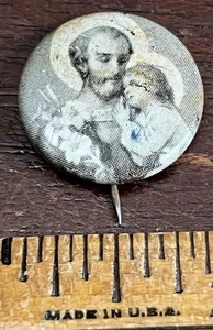 Joseph and Jesus Pinback Button  3/4 in Dia. Religious, - Picture 1 of 2
