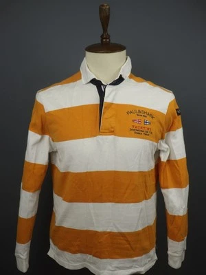 Camisa polo popover manga longa listrada amarela branca Paul & Shark tamanho G - Imagem 1 de 4