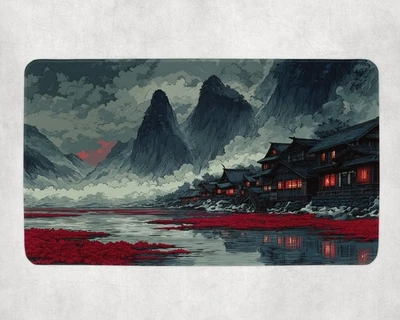 MTG Playmat | Snowy Japanese Rakdos Themed Playmat | Unofficial MTG Playmat - Image 1 of 4