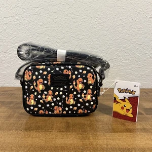 Loungefly Pokemon Charmander Black Floral Crossbody Bag NWT - Picture 1 of 13