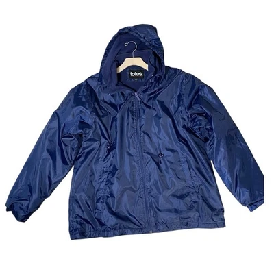 Chaqueta VINTAGE TOTES Forrada de Vellón Lluvia Viento Para Hombre Talla XL Azul Marino Capucha Exterior Foto 1 de 4