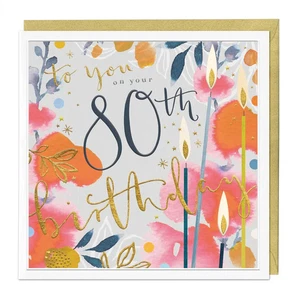 Whistlefish Stylish 80th Luxury Happy Birthday Card LARGE 80 Age Candles LN094 - Picture 1 of 2