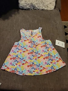 Little Girls SZ XS 4/5 Free Assembly Floral Print Cotton Tank - Picture 1 of 5