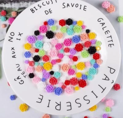 100Pcs Mixed Resin Cute Flowers Flatback Buttons for Crafts Hair Clips DIY Decor - Image 1 of 4