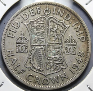 Great Britain George VI Copper-Nickel 1948 1/2 Crown - Picture 1 of 2