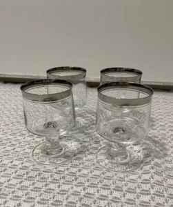 Sektschalen Likörglas Weinglas Glas Gläser mit Silberrand 4er Set - Bild 1 von 5