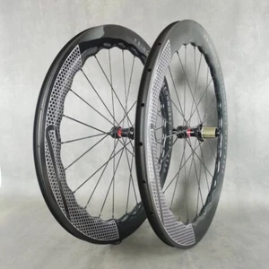 700C Carbon Road Bike Wheelset 28mm Width Disc Brake Tubeless Tubular UD Glossy - Picture 1 of 10