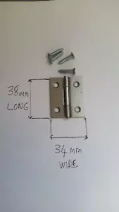 Silver Steel 38 mm Butt Hinges Fixed Pin Butt Cupboard Door Frame + Screws - Picture 1 of 1