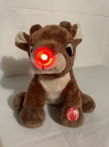 RUDOLPH THE RED NOSED REINDEER Stuffed Animal PLUSH SINGING LIGHT UP DAN DEE 8” - Picture 1 of 8