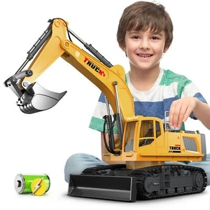 21" Large Remote Control Excavator Toy with Metal Bucket & Dozer Blade, 15-Chann - Picture 1 of 9