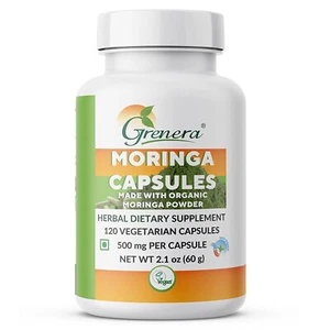 Organic Moringa Oleifera Leaf Powder 120 Capsules,Non GMO,Super Food Nutritional - Picture 1 of 5