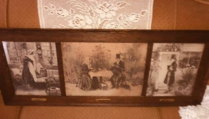 Antique yard long the Widow lithograph 3 seperate prints views beautiful. 33x12 - Picture 1 of 12