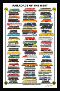 Railroads of the West 12"x18" matted poster by Andy Fletcher signed - Picture 1 of 1