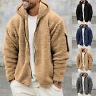 Stylish Men's Suede Fleece Work Jacket Hooded Winter Coat Thermal Outwear