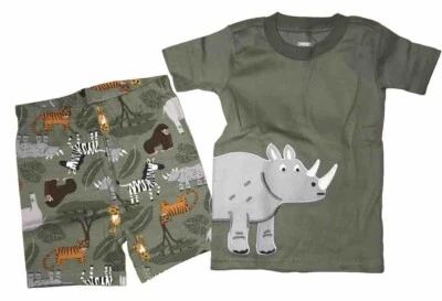 Gymboree Niño Talla 2T Gymmies Pj’s Verde Safari Animales Rino Nuevo Foto 1 de 4