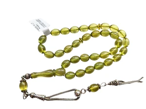Verbesserter grüner baltischer Bernstein Rosenkranz Tasbih Damla Kehribar Tesbih Misbaha 941 - Bild 1 von 11
