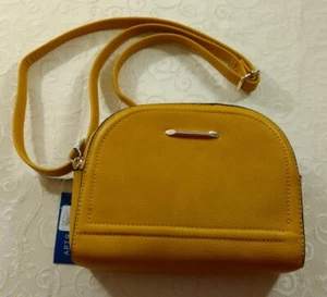 NWT Apt. 9 Jamie Dome Crossbody Bag Purse Faux Leather in Mustard Zip Closure - Picture 1 of 6