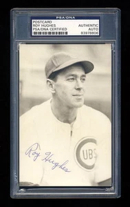 ROY HUGHES SIGNED POSTCARD PHOTO MINT PSA/DNA SLABBED 1945 CHICAGO CUBS PENNANT - Picture 1 of 2