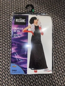 NEW Disney Villains CRUELLA DE VIL Halloween Costume Child L 12/14 Wig + Bonus! - Picture 1 of 11