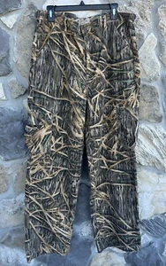 Mossy Oak Mens Camo Hunting Pants Sz L Cotton Fleece Cargo Pockets Outdoor Warm - Picture 1 of 5