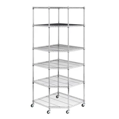 High Quality Wire Steel 6-Tier Corner Shelf Garage Storage Shelving Rack Durable