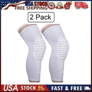 Coolomg Basketball Football Compression Knee Sleeve 2 Pack Sz XL White New - Picture 1 of 17