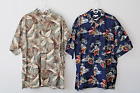 Two Pierre Cardin Hawaiian Shirts Grey-Green and Blue Tropical Flowers Size 3XLT