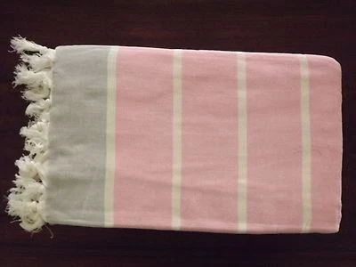 Turkish Cotton Peshtemal Towel - Hand Loomed Bath Beach Towel Pestemal Pink - Image 1 of 4
