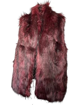 BCBG New Faux Fur Red & Black Sleeveless Vest Women’s S NWT - Image 1 of 4