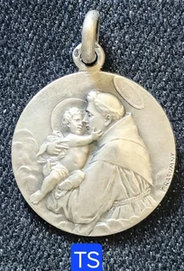 Art Nouveau - Superbe Médaille Argent 24 mm - St Antoine De Padoue Par F Rasumny - Picture 1 of 2