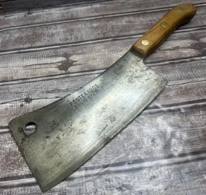 Vintage Foster Bros Meat Cleaver Solid Steel no. 1138 8 3/8” Blade - Picture 1 of 12
