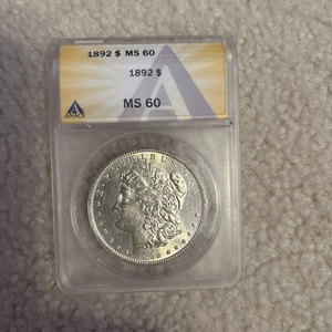 1892-P Morgan Silber Dollar 1 $ Münze ANACS MS-60 - Bild 1 von 2