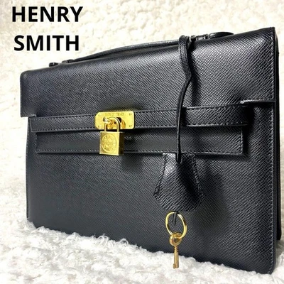 Bolso de Mano Henry Smith Cadena Pad Lock Cuero Negro Dorado Herrajes de Japón Foto 1 de 4