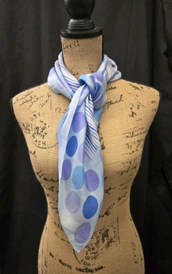 VTG Blue Schiaparelli Scarf Glentex Silk/Rayon Dots & Stripes 28.5" Square - Image 1 of 4