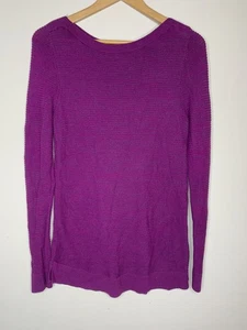 Ann Taylor Women's Size Medium Sweater Crew Neck Knit Ribbed Puple Long Sleeve - Picture 1 of 16