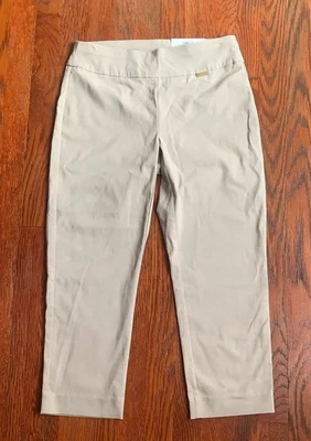 NUEVO CON ETIQUETAS INC Para mujeres Beige Pierna Ajustada Recortada Tiro Medio Vestido Pantalones Capri Talla 4 Elastizados Foto 1 de 4