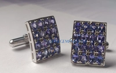 Tanzanite Cufflinks Natural Tanzanite Gemstones 925 Sterling Silver Cufflinks #6 - Image 1 of 4