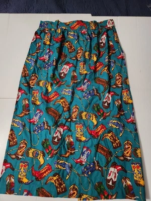 Falda Western Country Hecha a Mano De Colección Pequeña-Mediana Verde Azulado con Botas de Vaquera Lazo  Foto 1 de 4