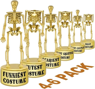 Suministros para fiestas de Halloween - Trofeos de esqueleto de mejor disfraz dorado para niños adultos Foto 1 de 4