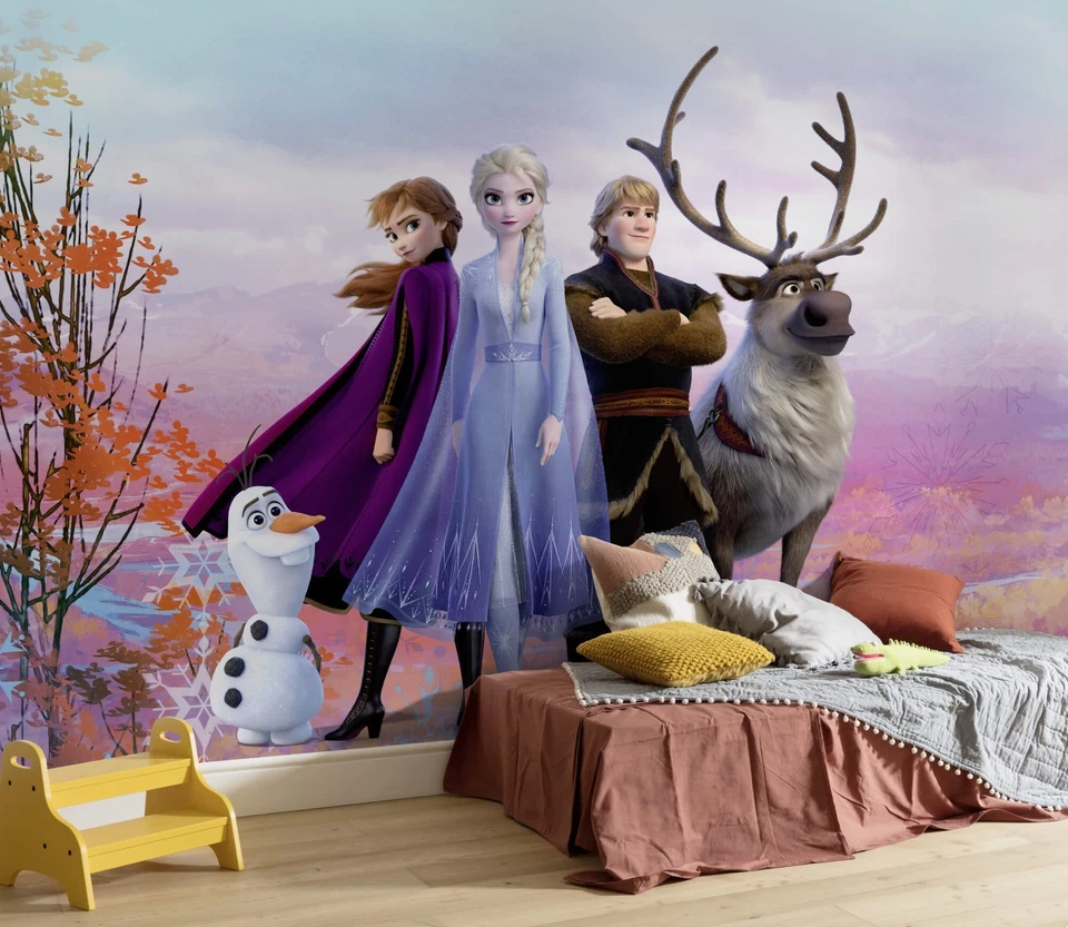 Girl Bedroom Elsa Wallpaper Mural Frozen 2 Disney purple blue DECOR Anna Olaf - Image 1 of 4