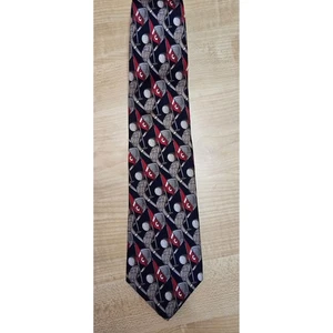 Roundtree & Yorke All Silk Hand Printed Necktie Tie Golf Theme Made in USA - Picture 1 of 3