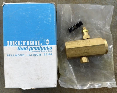 DELTROL F30B INLINE FLOW RESTRICTOR CONTROL VALVE Pneu-trol 1/2" NPT F Brass - Image 1 of 4