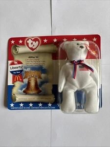 2000 McDonalds American Trio Tennie Beanie Baby "LIBERTY BEAR" OakBrook error" - Picture 1 of 3