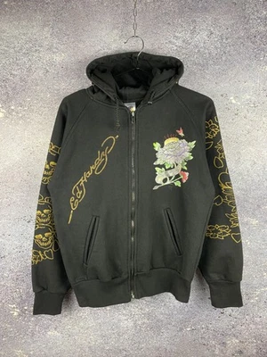 Sudadera con capucha vintage Y2K Ed Hardy negra con cremallera para mujer talla M Foto 1 de 4