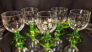 5 copas de vino/agua con tallo de colmena verde roemer de estilo contemporáneo - Imagen 1 de 8